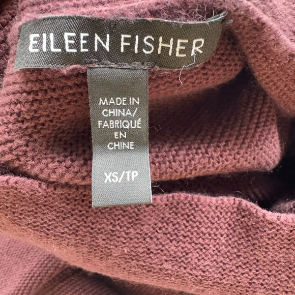 Eileen Fisher Silk and Cashmere Loose Waffle Knit Turtleneck Aubergine Size XS - Picture 4 of 6